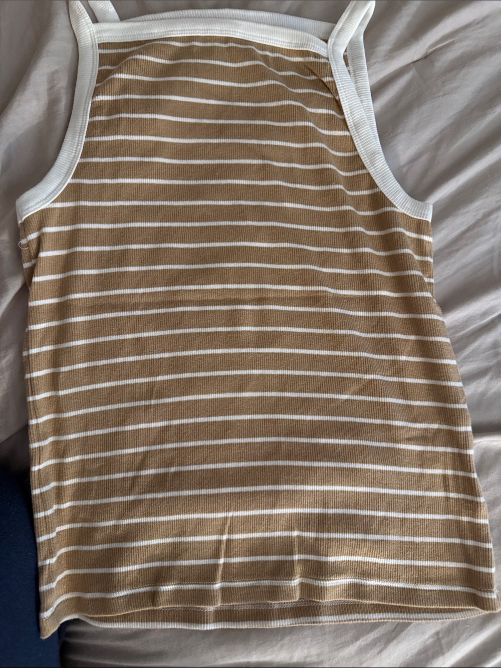 GAP Camel & White Striped Ribbed Tank